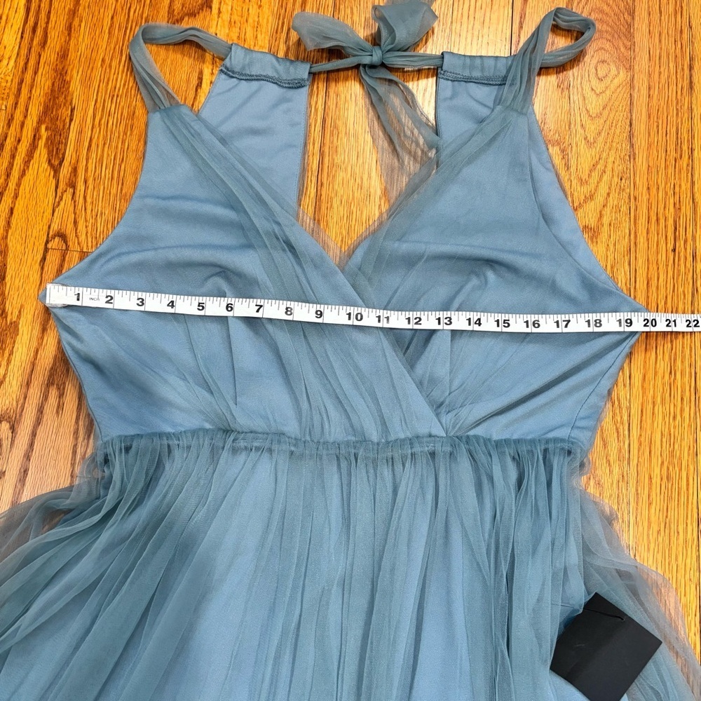Lulu's NEW/Tag XL Ambiance Slate Blue Mesh Tulle Prom Wedding Party Midi dress - Picture 11 of 16